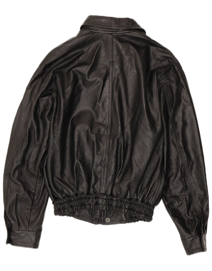 VINTAGE Herren Lederjacke UK 36 Kleines schwarzes Leder