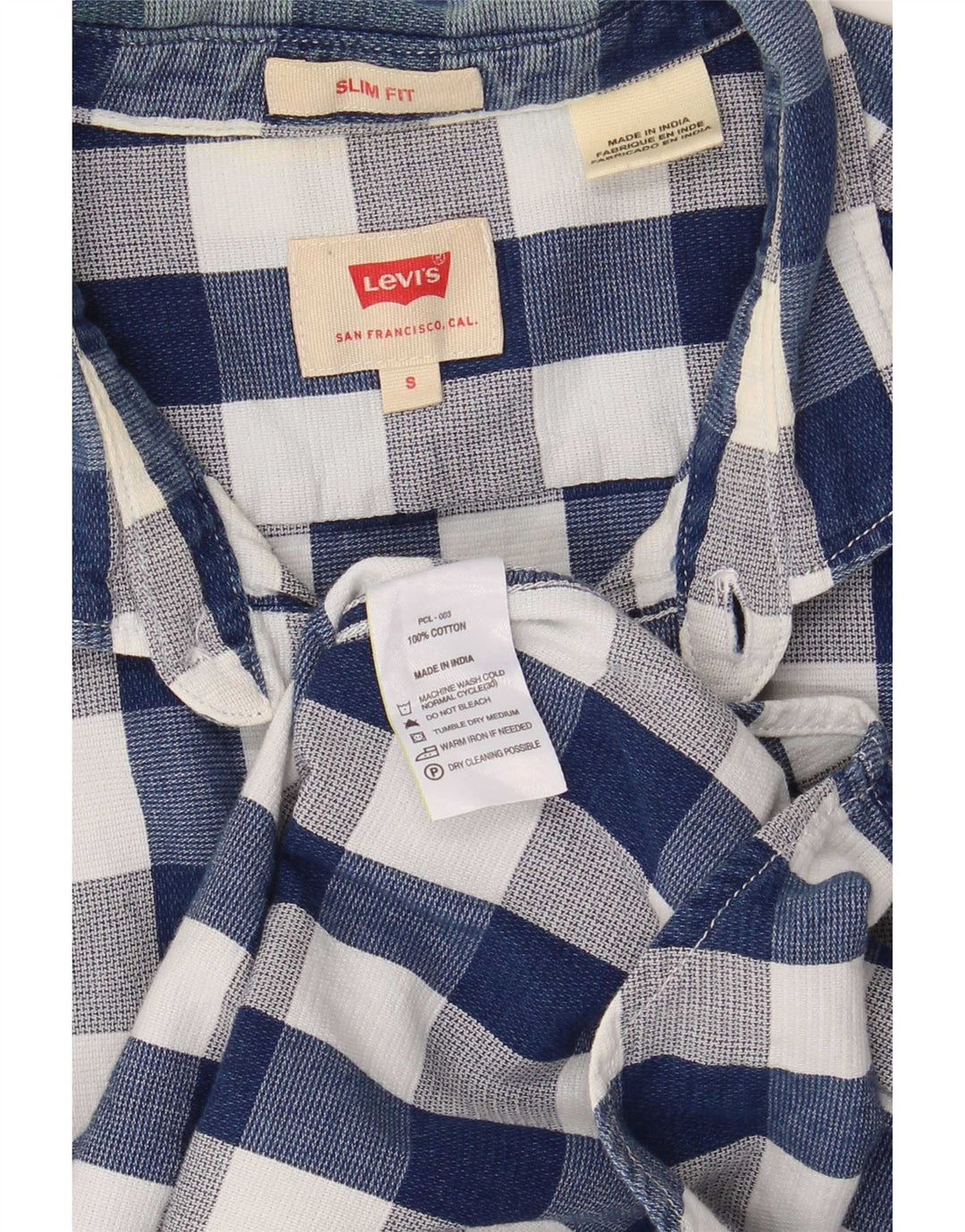 Levi's Herren-Slim-Fit-Hemd, klein, marineblau, Gingham-Baumwolle