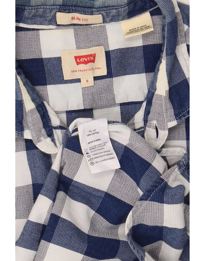 Levi's Herren-Slim-Fit-Hemd, klein, marineblau, Gingham-Baumwolle