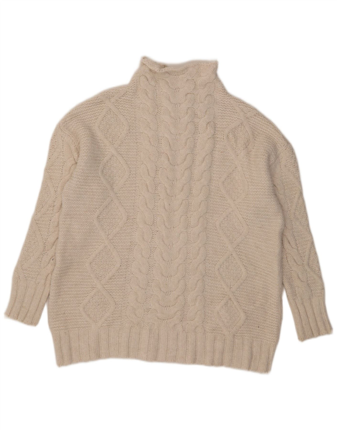 Übergroßer Pullover mit Rollkragen für Damen von Zara, Gr. 14, Mittelweiß, Acryl