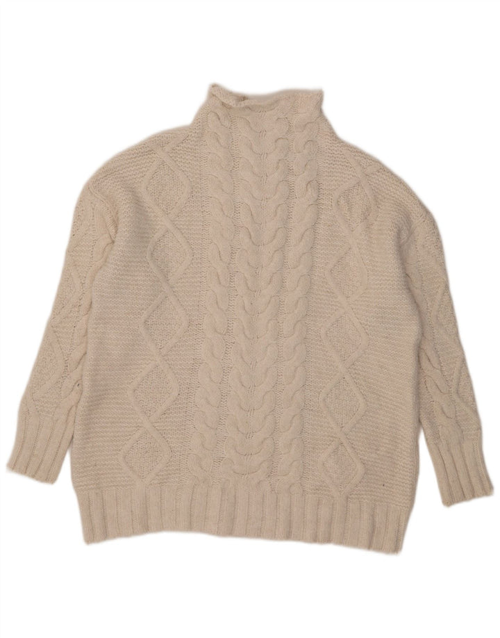 Übergroßer Pullover mit Rollkragen für Damen von Zara, Gr. 14, Mittelweiß, Acryl