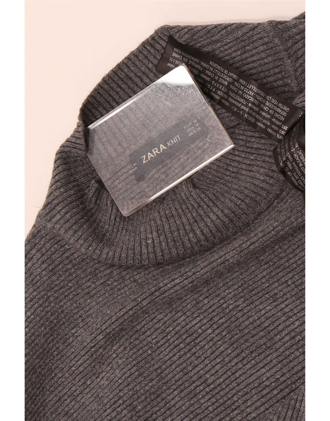 Zara Damen Batwing Crop Rollkragenpullover Pullover UK 14 Mittelgrau