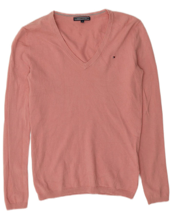 Tommy Hilfiger Damen-Pullover mit V-Ausschnitt, Gr. 6, XS, Rosa, Baumwolle