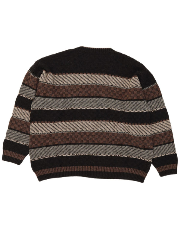 Demiro Herren-Pullover mit V-Ausschnitt IT 54 XL Mehrfarbige geometrische Wolle