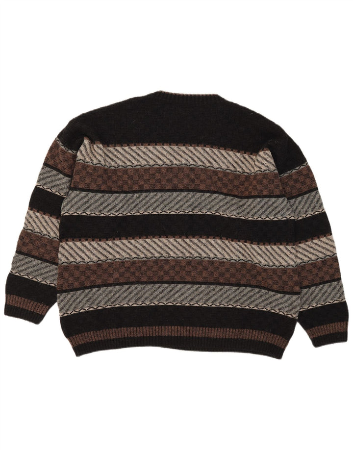 Demiro Herren-Pullover mit V-Ausschnitt IT 54 XL Mehrfarbige geometrische Wolle