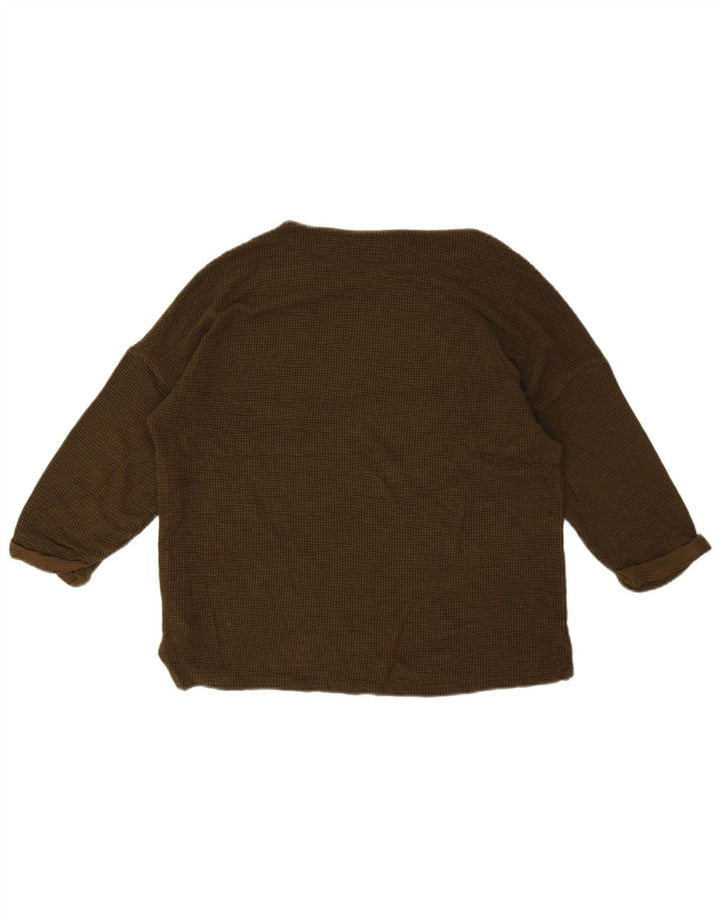 Zara Damen-Oversize-Oberteil mit 3/4-Ärmeln, Größe S, braun, Viskose