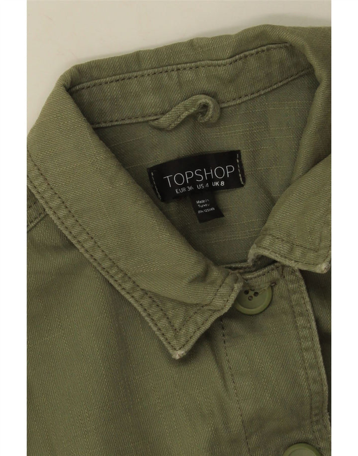 Topshop Damen Utility-Jacke UK 8 Small Khaki Baumwolle