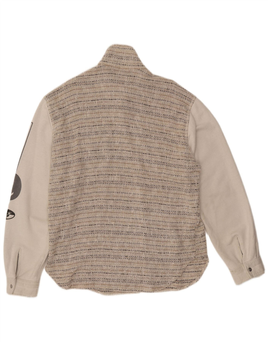 VINTAGE Grafische Herren-Bomberjacke UK 44 2XL Beige gestreifte Wolle