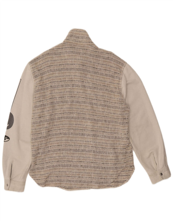 VINTAGE Grafische Herren-Bomberjacke UK 44 2XL Beige gestreifte Wolle