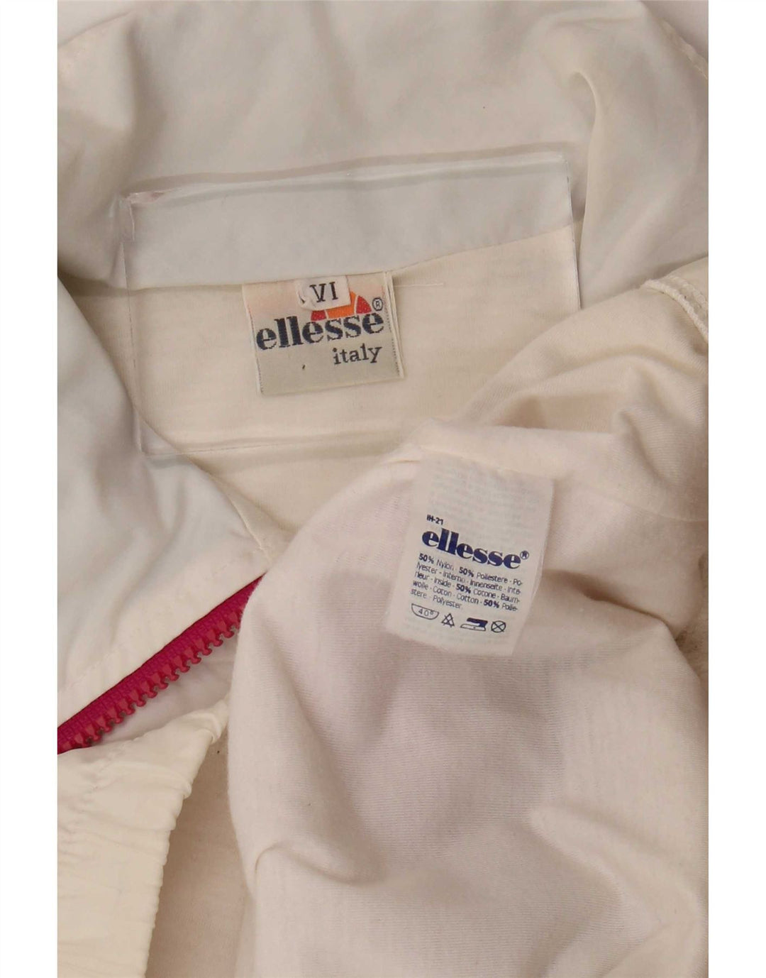 Ellesse Damen-Trainingsanzug-Top-Jacke, UK 14, mittelweißes Colourblock-Nylon