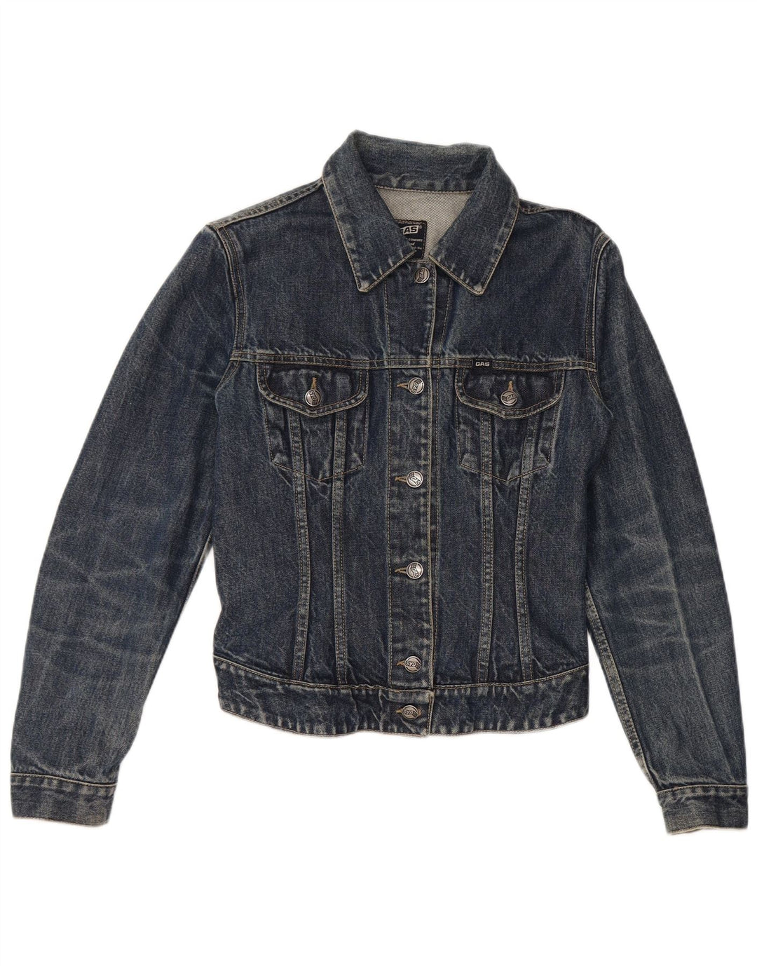 Gas Damen Street Mood Crop Denim Jacke UK 10 Small Blau Baumwolle