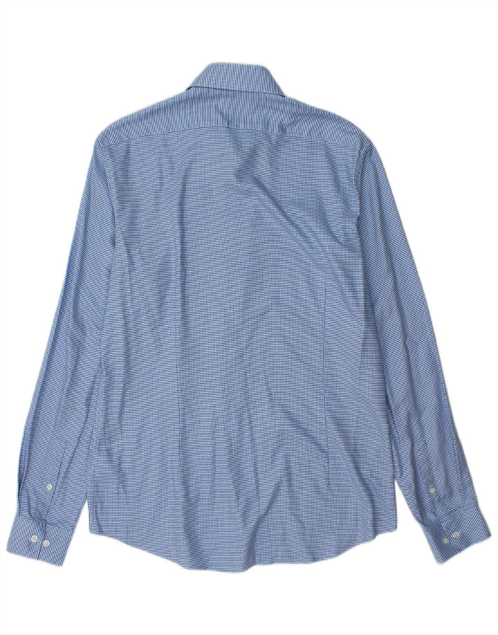 Calvin Klein Herren-Slim-Fit-Hemd, Größe 40, 15 3/4, mittelblau, geometrisch