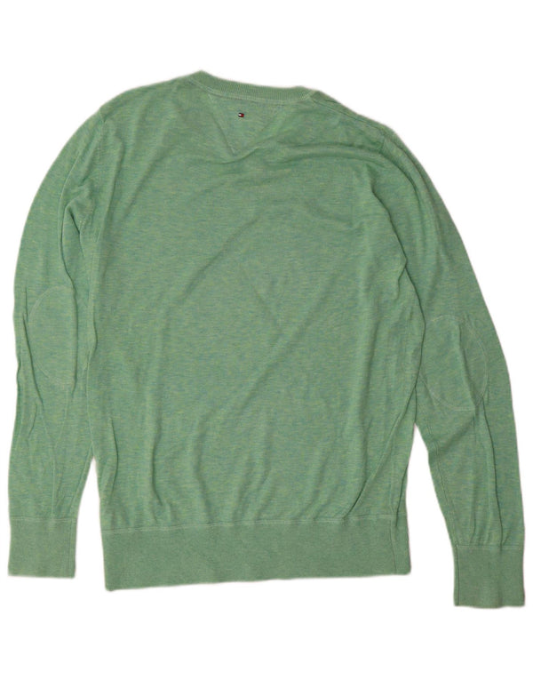 Tommy Hilfiger Jungen-Pullover mit V-Ausschnitt, 15–16 Jahre, grüne Baumwolle