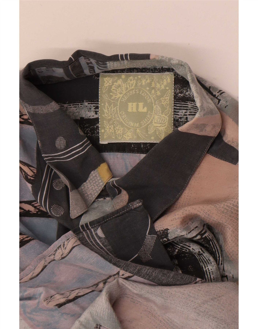 Vintage Herren Kurzarmhemd Medium Mehrfarbig Patchwork