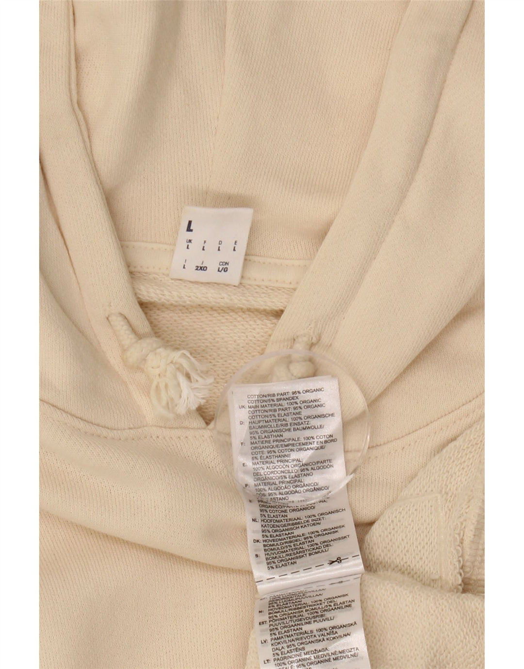 REEBOK Damen Übergroßer Kapuzenpullover UK 16 Large Off White Cotton