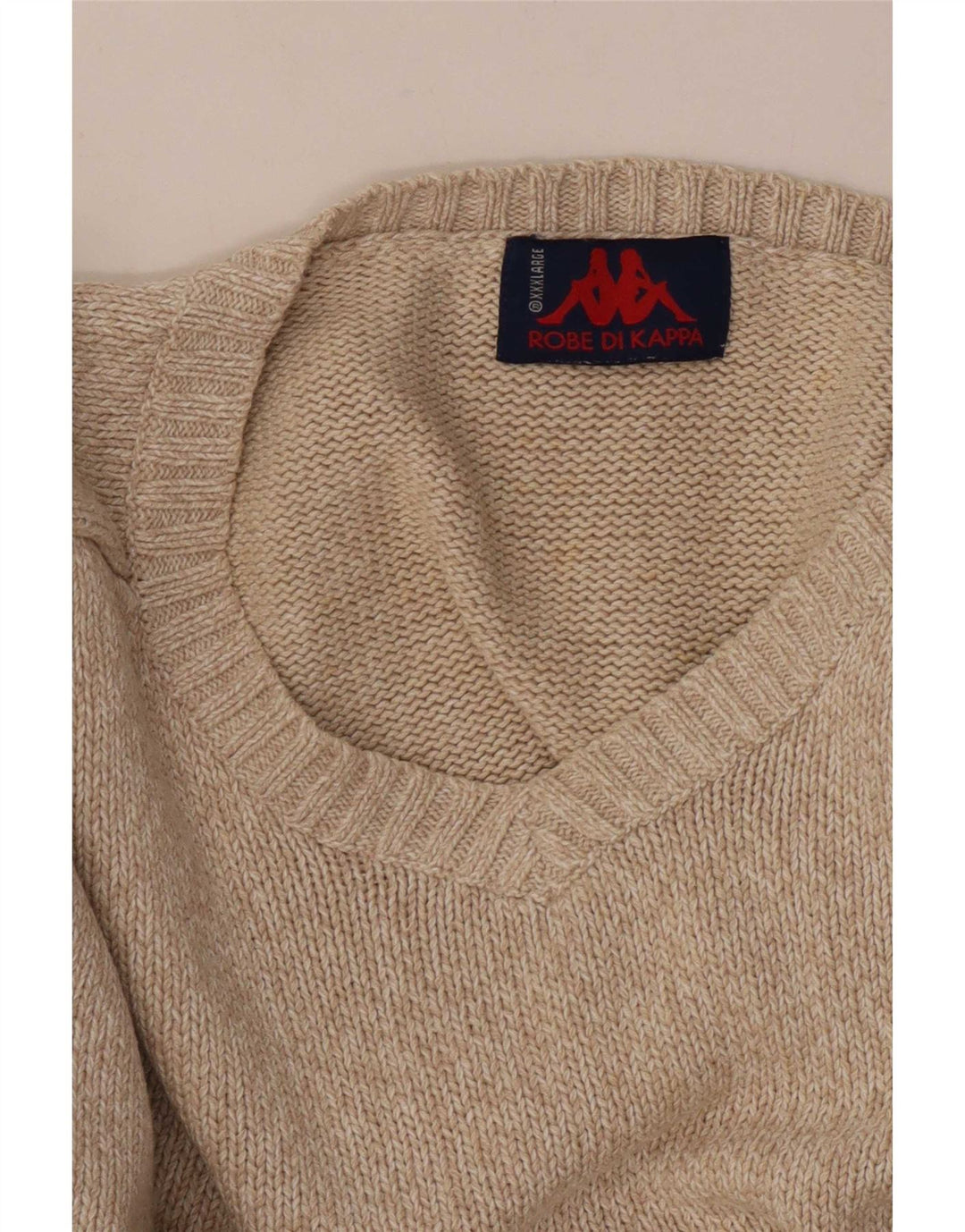 Kappa Herren-Pullover mit V-Ausschnitt, 3XL, Beige meliert