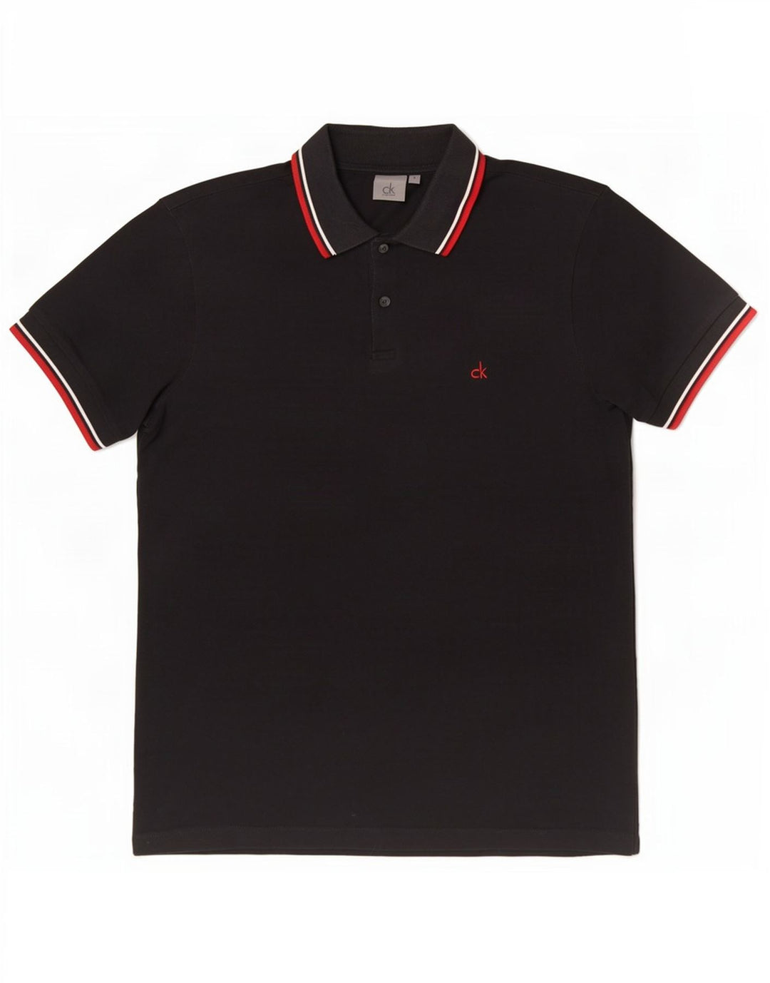 Calvin Klein Herren-Poloshirt, klein, schwarz, gestreift, Baumwolle