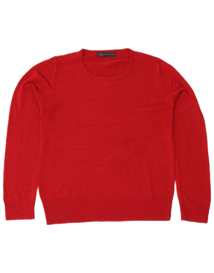Marks & Spencer Damen Pullover mit Rundhalsausschnitt, UK 14, Größe L, Rot