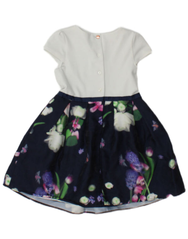 Ted Baker Mädchen A-Linien Kleid 5-6 Jahre Marineblau Blumenmuster Polyester