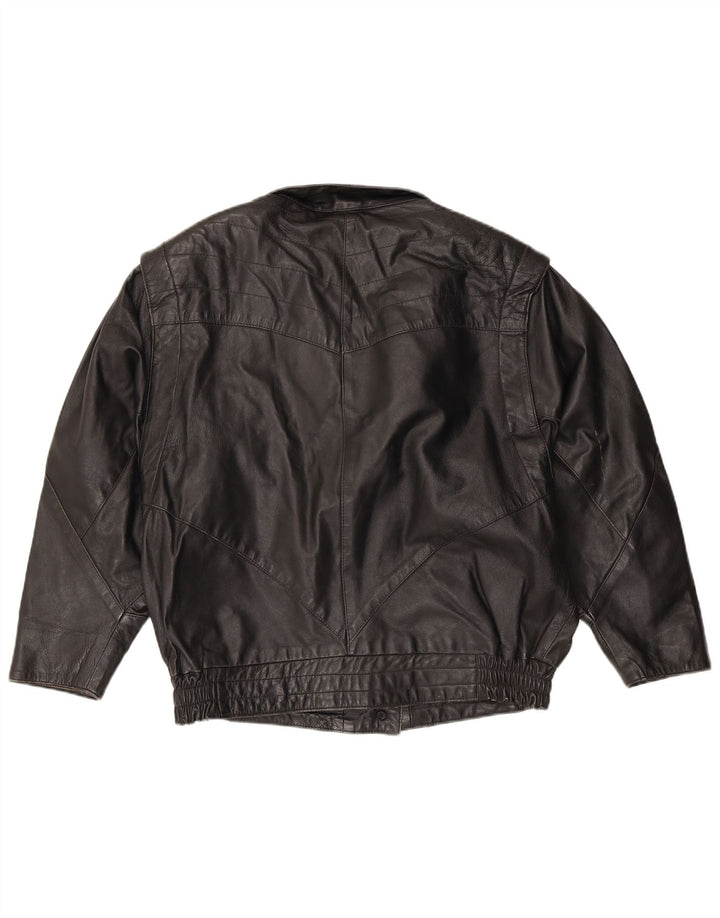 VINTAGE Damen Lederjacke EU 38 Medium Schwarz