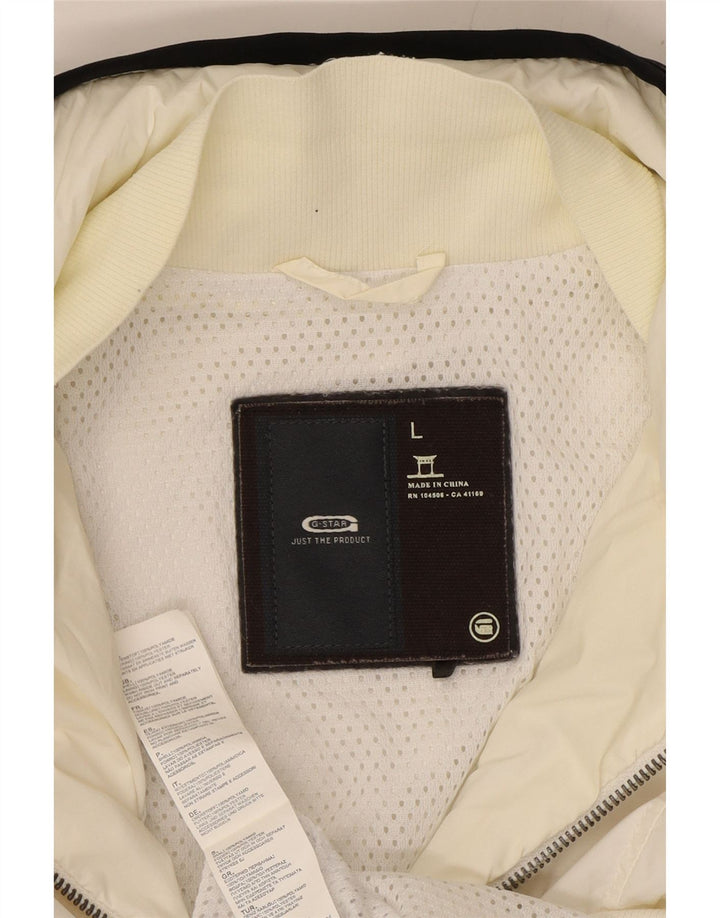 G-STAR Damen-Regenjacke mit Kapuze, UK 14, Größe L, Weiß, Polyamid