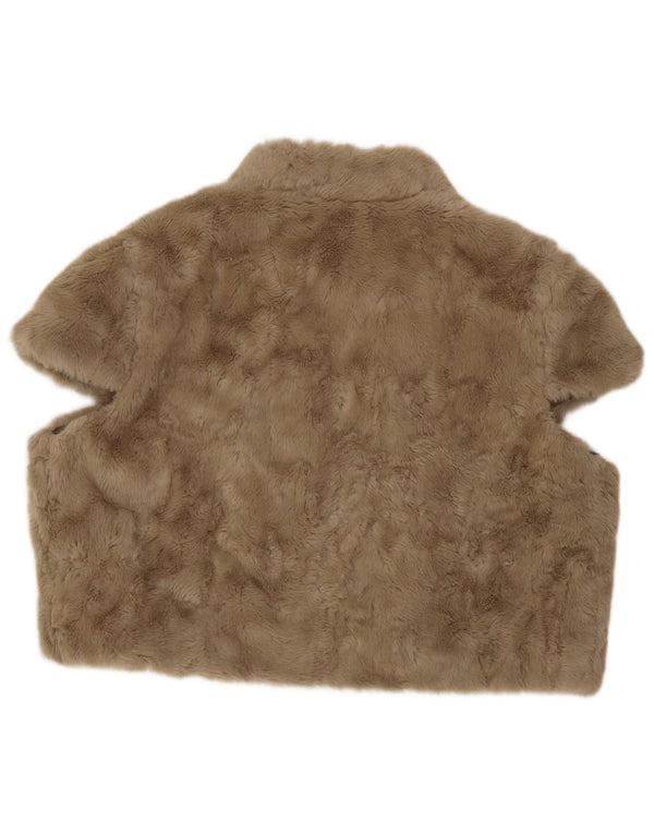 Monsoon Damen Kunstpelzweste UK 14 Large Braunes Blumenmuster aus Polyester