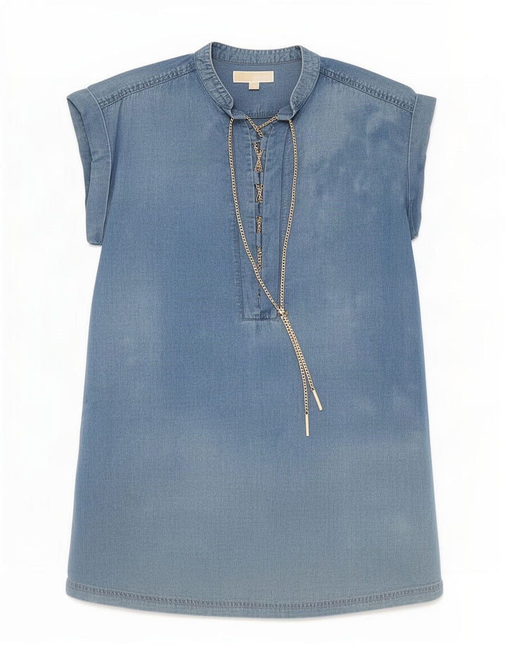 Michael Kors Damen Etuikleid UK 10 Small Blue Lyocell