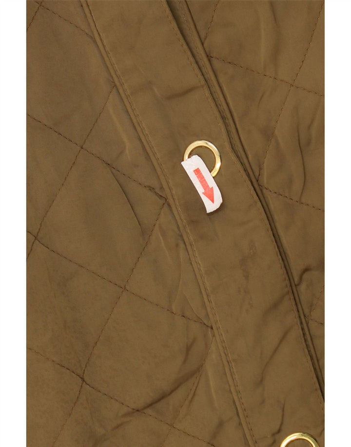 ZARA Damen Steppjacke mit Kapuze UK 14 Medium Khaki Polyester