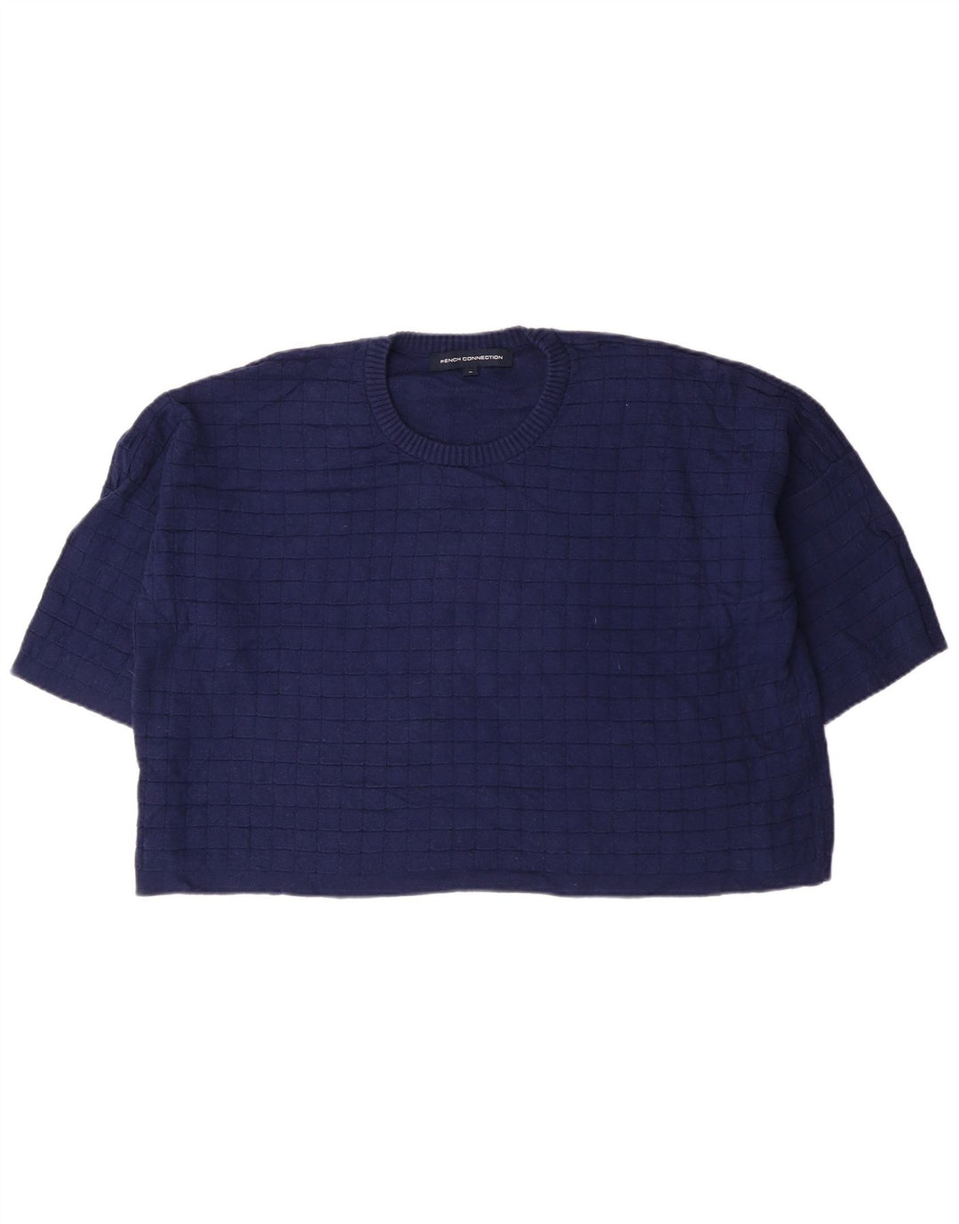 French Connection Damen-Pullover mit Rundhalsausschnitt, UK 14, mittelblaue Baumwolle