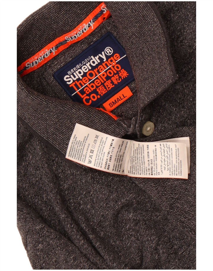 Superdry Herren-Poloshirt, Größe S, grau gefleckte Baumwolle