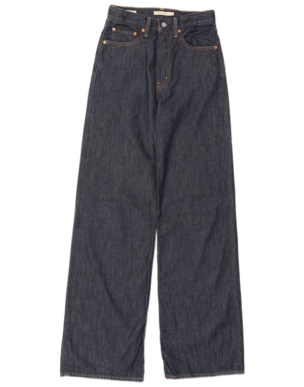 LEVI'S Damen Ribcage High Waist Wide Leg Jeans W27 L34 Marineblaue Baumwolle