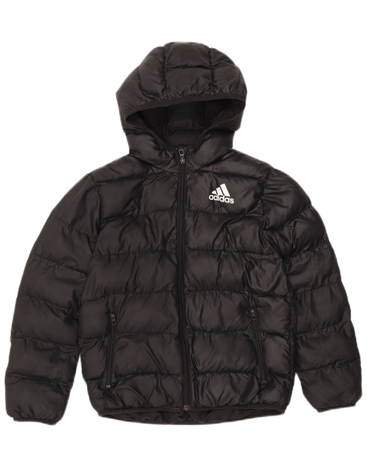 ADIDAS Wattierte Jacke mit Kapuze für Jungen, 9–10 Jahre, schwarzes Polyester