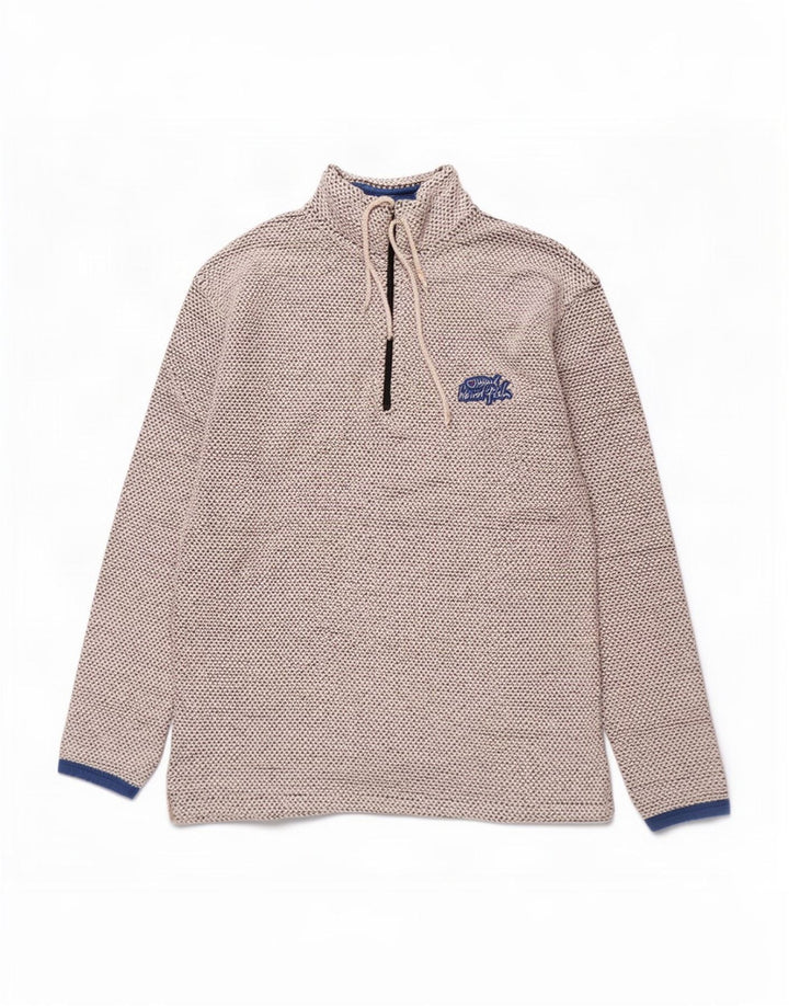 Weird Fish Herren-Sweatshirt mit Reißverschluss am Hals, mittelgraue Baumwolle