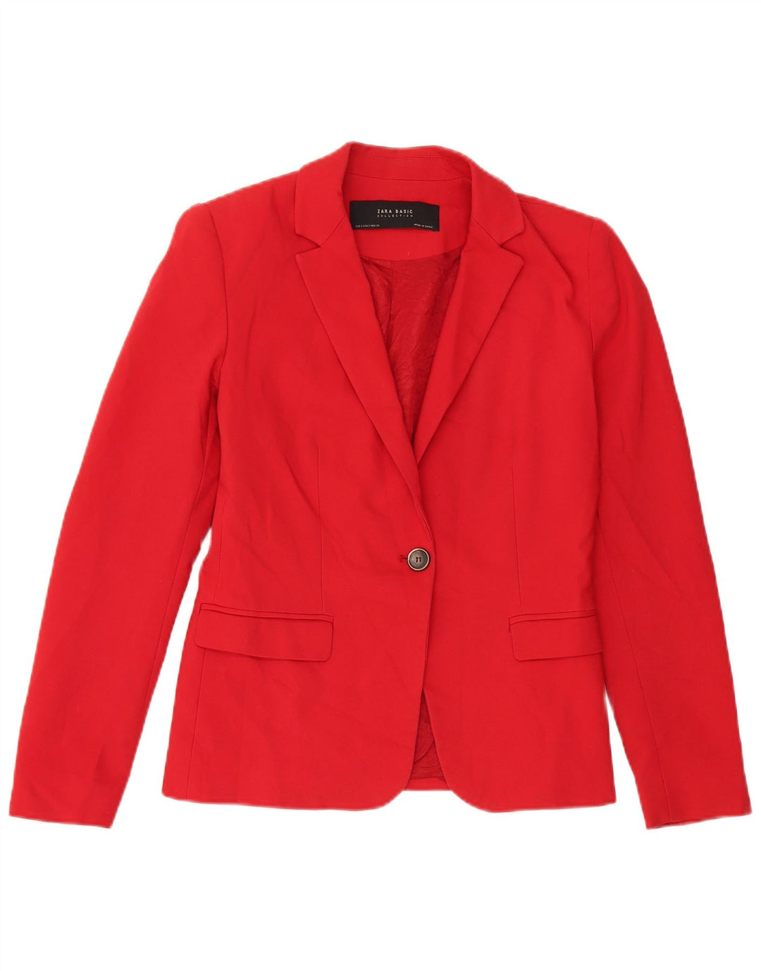 Zara Damen 1-Knopf-Blazer-Jacke, UK 10, kleine rote Baumwolle