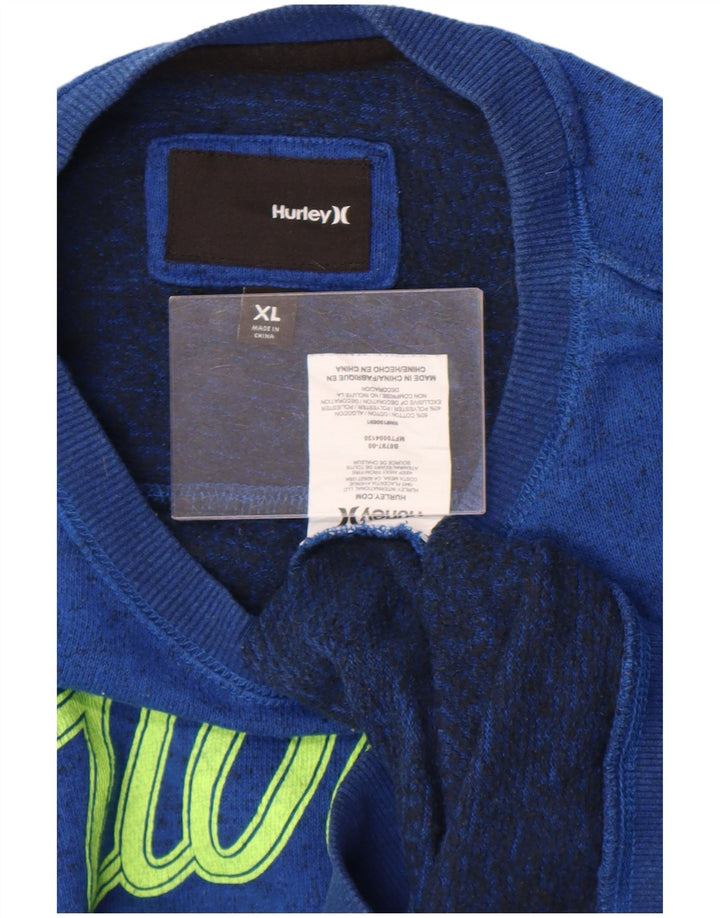 Hurley Herren-Sweatshirt mit Grafik, XL, blau meliert, Baumwolle