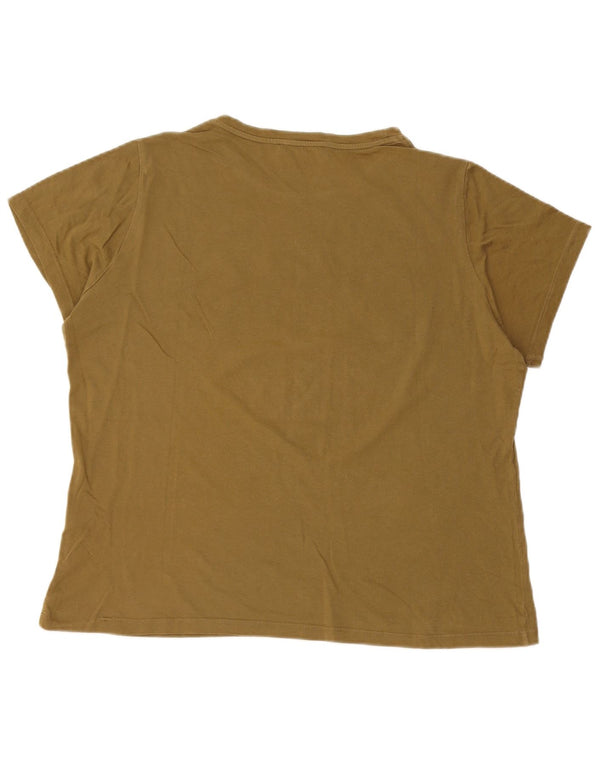 Trussardi Jeans Damen Grafik-T-Shirt-Oberteil UK 16 Large Khaki Baumwolle