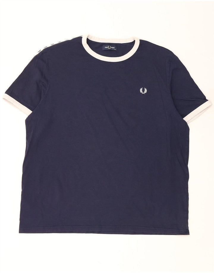 FRED PERRY Herren-T-Shirt mit Grafik, 3XL, Marineblau, Colourblock-Baumwolle