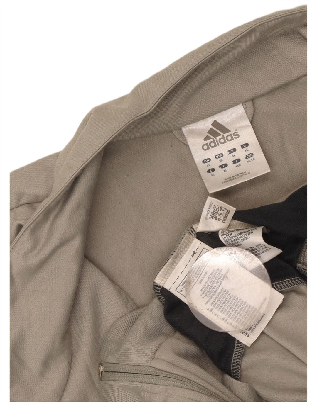 Adidas Herren-Trainingsanzug-Top-Jacke XL, graues Colourblock-Polyester