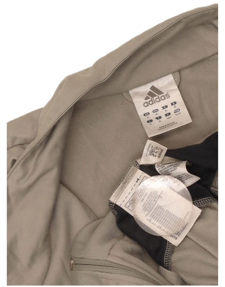 Adidas Herren-Trainingsanzug-Top-Jacke XL, graues Colourblock-Polyester