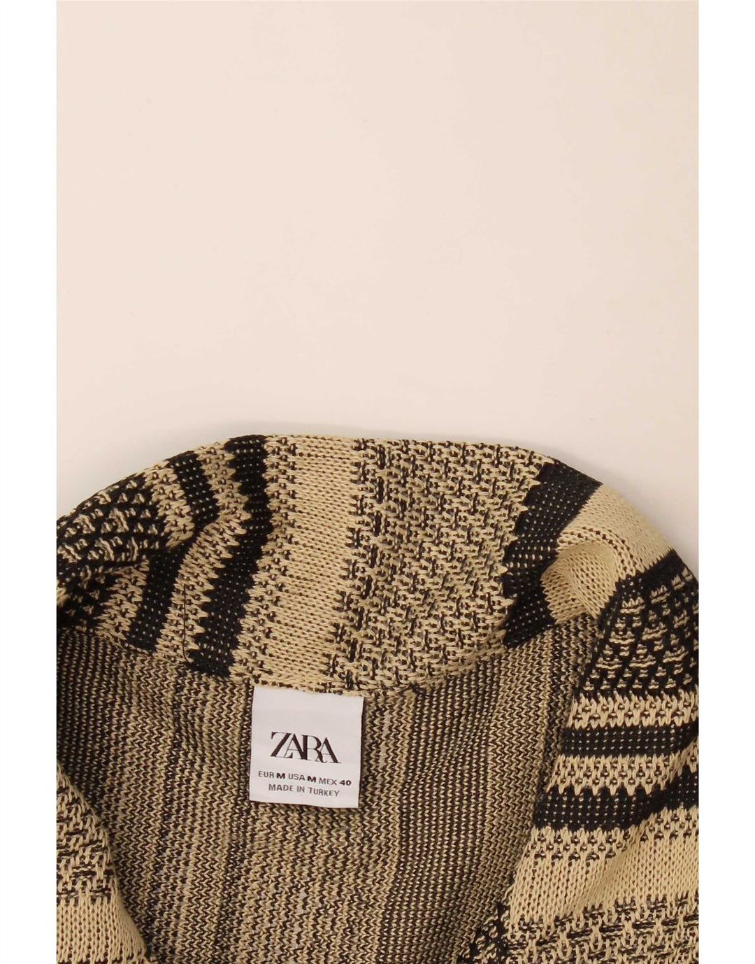 Zara Herren Kurzarmhemd Mittelbeige gestreift