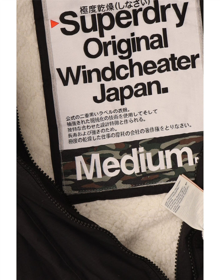 Superdry Herren Windcheater Kapuzen-Windjacke UK 38 Medium Schwarz