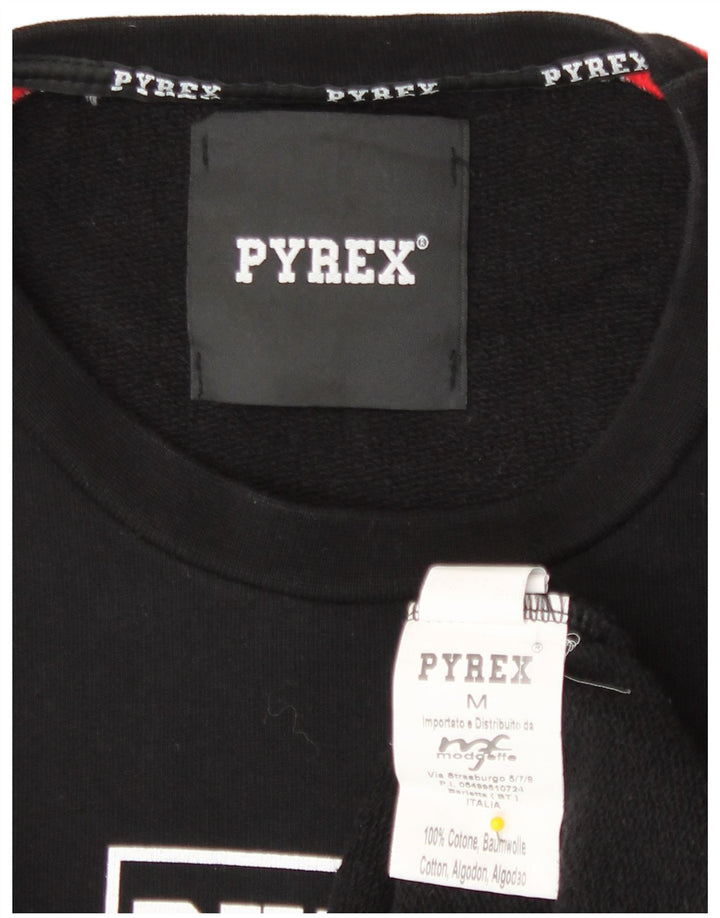Pyrex Herren-Sweatshirt mit Grafik, Mittelschwarz, Colourblock-Baumwolle