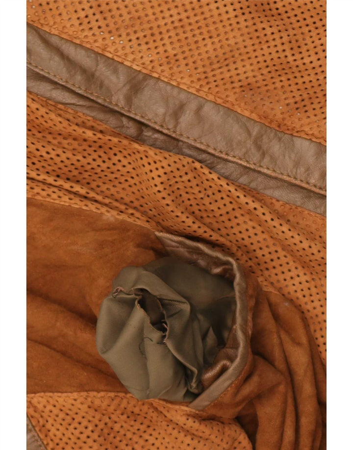 Vintage Herren Bomber Lederjacke UK 38 Mittelbraun Farbblock