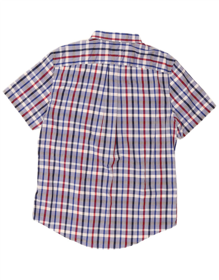 Tommy Hilfiger Herren-Kurzarmhemd, groß, blau kariert, Baumwolle