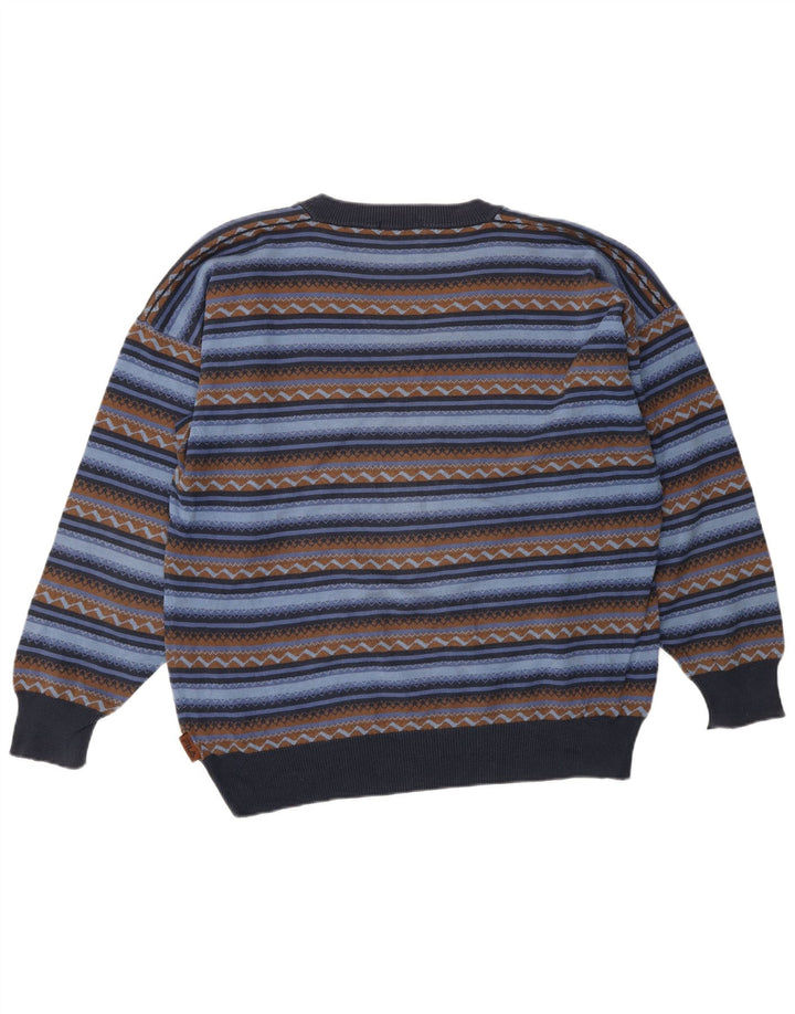 Fila Herren-Pullover mit V-Ausschnitt, mittelblau gestreift