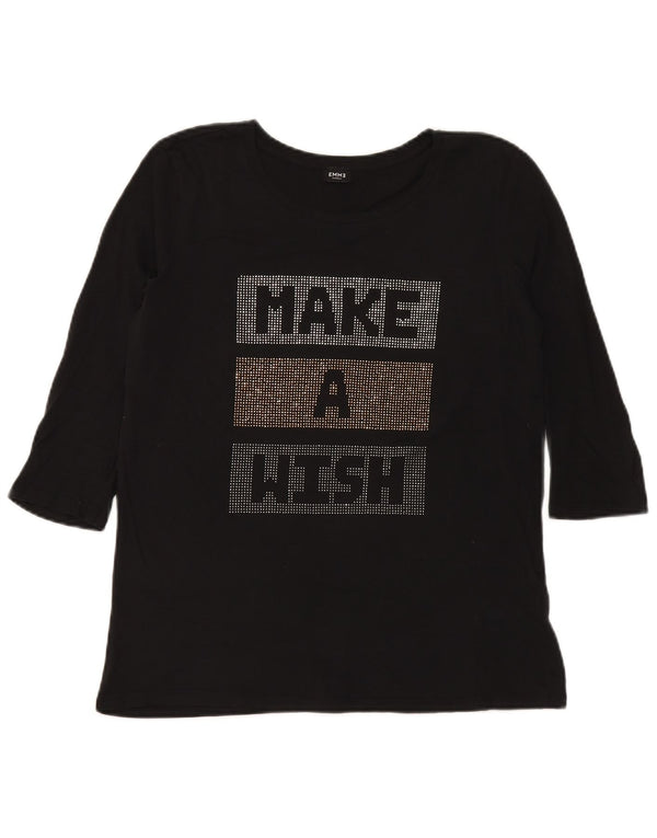 Marella Damen EMME Graphic Top 3/4 Ärmel UK 12 Medium Schwarz