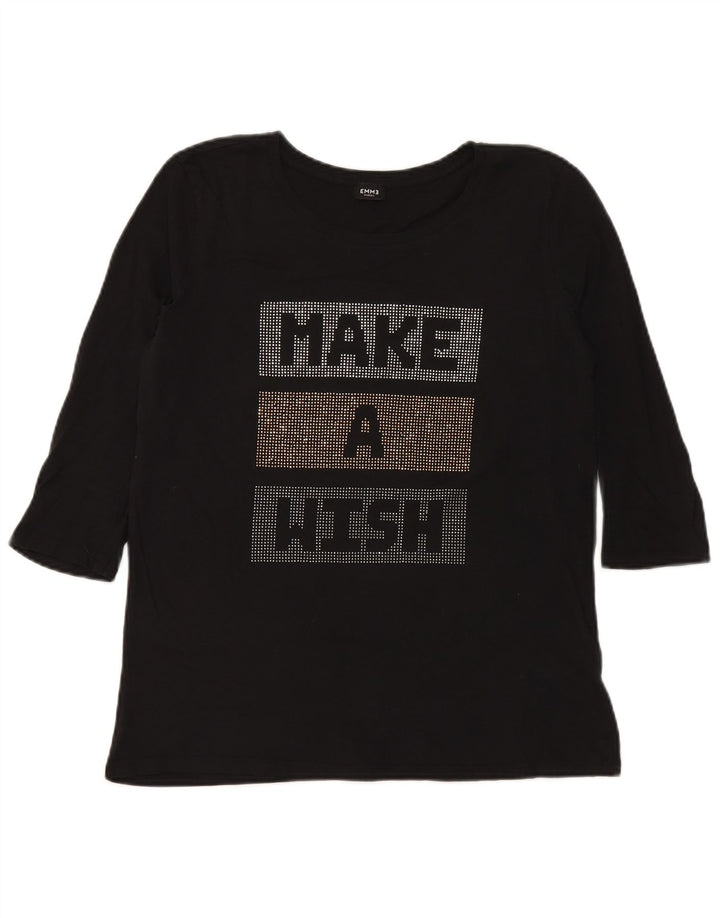 Marella Damen EMME Graphic Top 3/4 Ärmel UK 12 Medium Schwarz