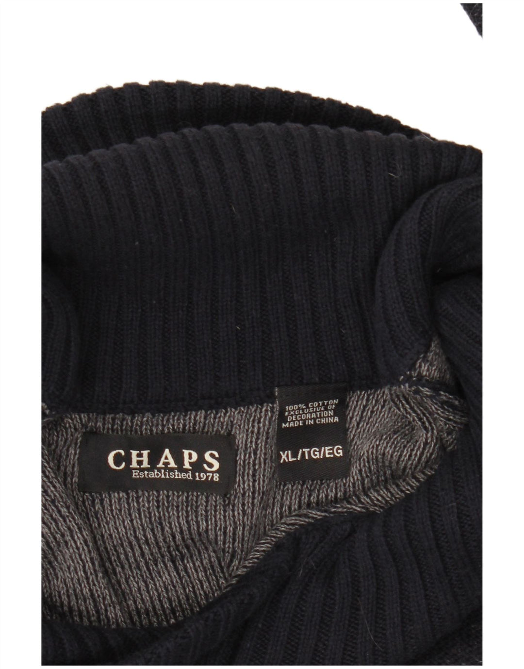 CHAPS Herren-Pullover mit Schalkragen, XL, Marineblau meliert