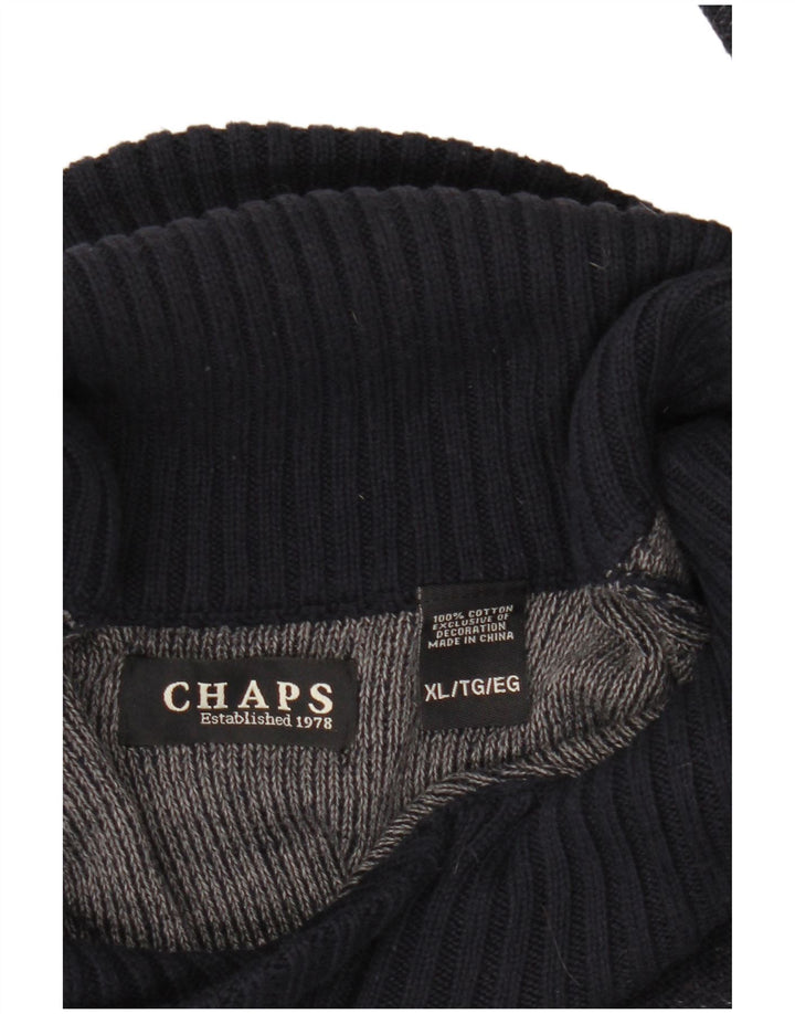 CHAPS Herren-Pullover mit Schalkragen, XL, Marineblau meliert