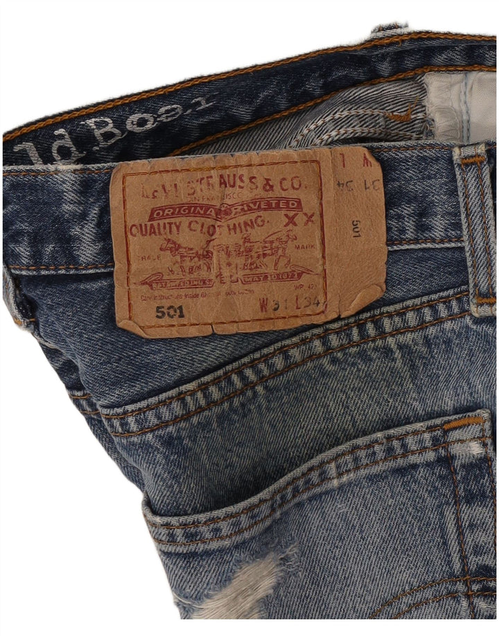 Levi's Damen 501 Distressed Denim Shorts W31 Mittelblau